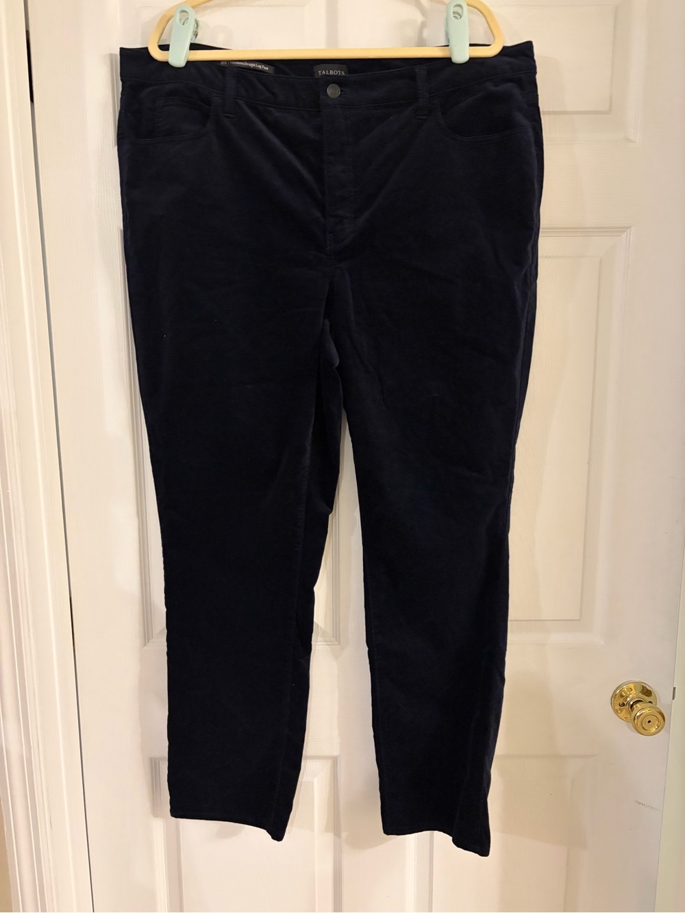 Talbots Velveteen Straight Leg Trousers Pants Navy Blue women’s 18W